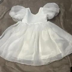 ホワイト パフスリーブ ドレス　120㎝　結婚式　発表会　リングガール