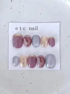 No.681ベリーショート　ネイルチップ　パープル　マグネット　春ネイル