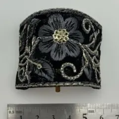 ⭐️ポニーフックインド刺繍ヘアカフ約縦4x横8cmソフトワイヤー入り裏茶