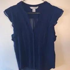 ブラウス　ネイビー　ノースリーブ