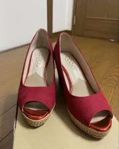 超美品！！coca☆赤ウェッジサンダル　23.5cm オシャレのサムネイル