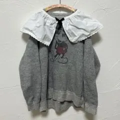 デニムダンガリー フリル襟付きミッキー トレーナー