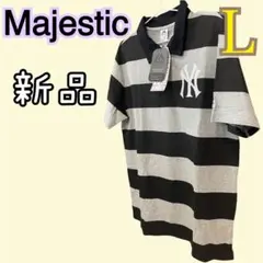 Majestic ニューヨーク・ヤンキース ポロシャツ ボーダー L グレーのサムネイル