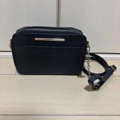 クロコ型押し ブラックショルダーバッグ