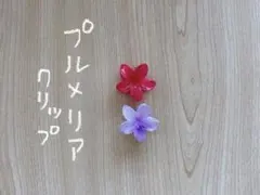 花形ヘアクリップセット 赤 紫