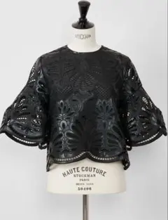 Simone Rocha】BLACK フェイス刺繍 レース ヘム ブラウス - メルカリ