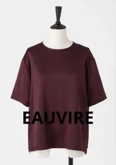 【美品】EAUVIRE オーヴィル　ウォッシャブルシルクTブラウス　ボルドーのサムネイル