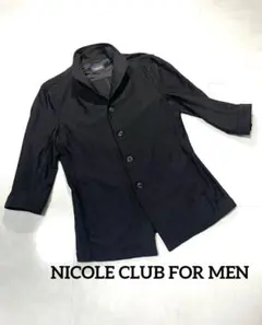 NICOLE CLUB FOR MEN 七分袖ジャケット 48 黒 総柄 美品のサムネイル