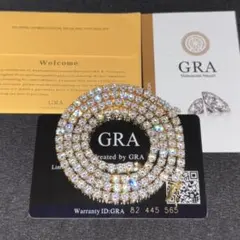 モアサナイト テニスネックレス 3mm45cm ゴールド 鑑定書付きhiphop