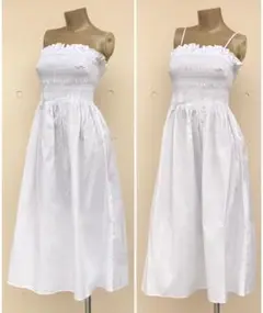 新品 import 真っ白の2wayシャーリングワンピース S〜M位