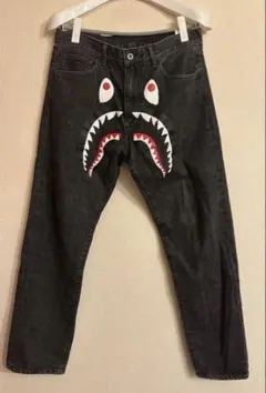 A BATHING APE SHARK エイプ シャーク デニム パンツ Lのサムネイル