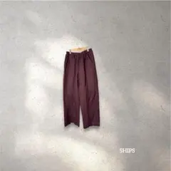 SHIPS リネン100% イージーパンツ ボルドー 38