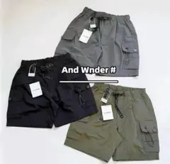 And Wander アンドワンダー カーゴショートパンツ ハーフパンツ 黒Mのサムネイル