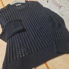 美品♡theory luxe黒メッシュ編み 長袖ニット