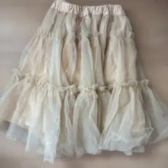 フリル付きベージュチュールスカート 110