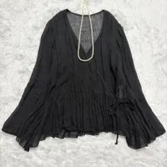 美品✨ネストローブ カシュクール ブラウス リネン ガーゼ フレア 黒 サイズFのサムネイル