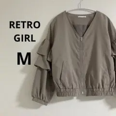 レトロガール レディース ジャンパー ブルゾン ベージュ フリル かわいい Mのサムネイル