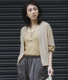 23区【洗える】ライトシアーニット ブルゾン（ベージュ）