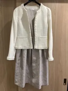 【美品】ドレス セットアップ、38 NICOLE ニコルホワイト　卒業式、入学式