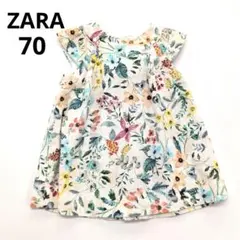 【美品】ZARA BABY 花柄ワンピース フリル袖 ノースリーブ 70cmのサムネイル