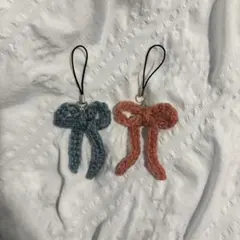 リボン 編み物 キーホルダー チャーム