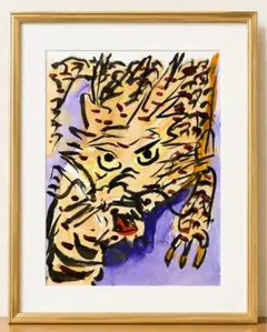 ☆ 大島 龍 ☆「オオカミ（仮題）」木版画　1992年制作　MO判　未使用額！ ☆ 大島 龍 ☆「オオカミ（仮題）」木版画 1992年制作 MO判 未使用額