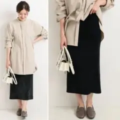 秋冬物★美品★IENA コーデュロイジャージスカート 定価13,200円 黒