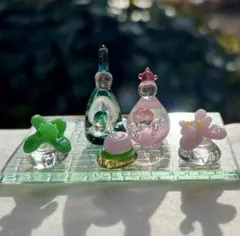 ガラスのお雛飾り♪♪お花、餅、ガラス台セット