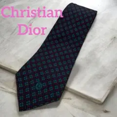 美品♡ クリスチャンディオール ネクタイ シルク100％ 総柄 ネイビー