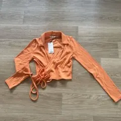 MOUSSY オレンジ フロントクロス長袖トップス