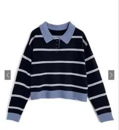 【GRL】ボーダー柄ポロニットトップス[lt105]