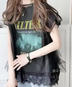 JAVA チュールレイヤード＆グラフィックプリントTシャツ2点セットのサムネイル