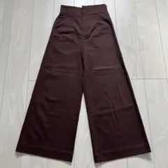 VISブラウン ハイウエストワイドパンツ
