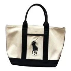 ポロラルフローレン キャンバストート ビックポニー刺繍 ネイビー