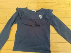 ノイユエイムベベ ネイビー フリル長袖カットソー 120cm