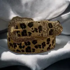 ウエスタンベルト ヒョウ柄 スタッズ 韓国 Y2K ストリート wb16-9