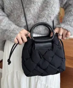 discoatキルティング　ボンディング　ショルダーバッグ　黒　2way