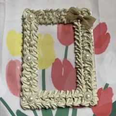 ♡ホイップデコ ベージュB7 パールリボンデコ トレカケース