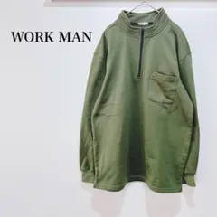 ワークマン ハーフジップフリース 長袖 カーキ 裏起毛 あったかい 防寒 無地