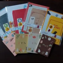 セリアレターセット（レトロ文具柄）4種おすそ分け（メモ付き）