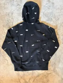 NIKE 総柄 ロゴ パーカー ブラック