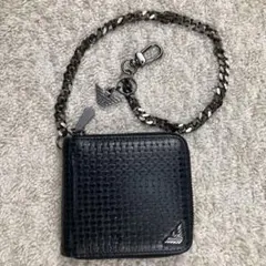 エンポリオアルマーニ チェーン付 ラウンドジップ二つ折り財布 レザー イーグルのサムネイル