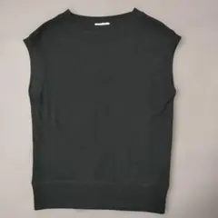 FORK&SPOON　変形ワッフルノースリーブプルオーバー 黒 S