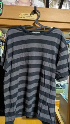 ボーダーTシャツ 黒×グレー anti label XL