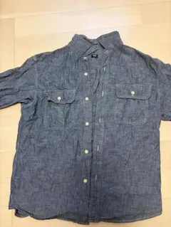 ダークブルー デニム風 長袖シャツ Lサイズ