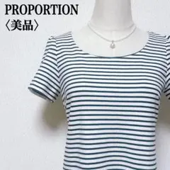 【美品】プロポーション　ストライプ 半袖 ワンピースのサムネイル