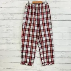 赤チェック柄パンツ Mサイズ リラックス ルームウェア 可愛い 古着風 秋冬