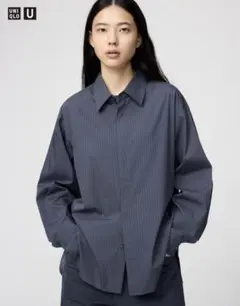 UNIQLO U ダークブルー ストライプシャツ XXL