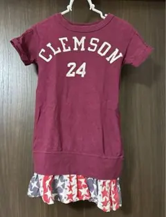 デニムダンガリー キッズワンピース100㎝　赤