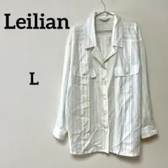 Leilian レリアン ストライプ柄 テーラードカラー 長袖レディース
